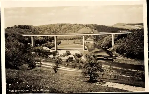 Ak Hann. Münden in Niedersachsen, Autobahnbrücke mit Umgebung