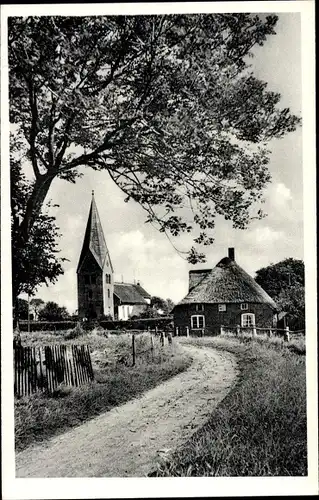 Ak Nebel auf der Insel Amrum Nordfriesland, Blick zur Kirche