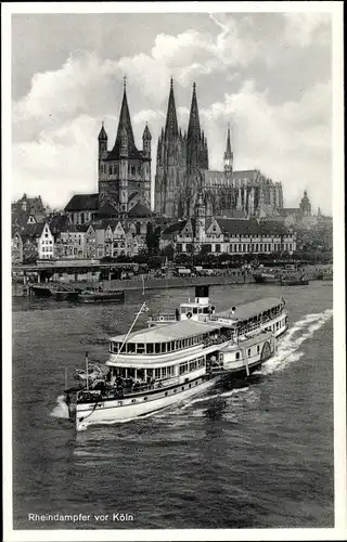 Ak Köln am Rhein, Rheindampfer vor der Stadt, Dom