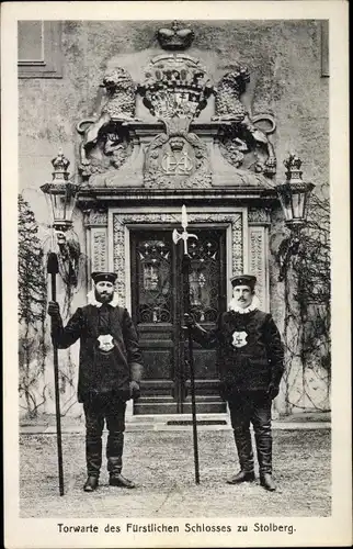 Ak Stolberg Südharz, Torwarte, Fürstl. Schloss