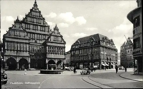 Ak Paderborn in Westfalen, Rathausplatz