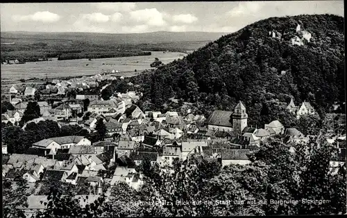 Ak Landstuhl in Rheinland Pfalz, Blick auf die Stadt und auf die Burgruine Sickingen