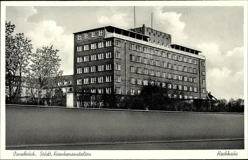 Ak Osnabrück in Niedersachsen, Städt. Krankenanstalten, Hochhaus