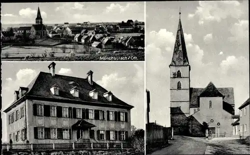 Ak Münchaurach Aurachtal in Mittelfranken, Teilansicht, Kirche, Gebäude