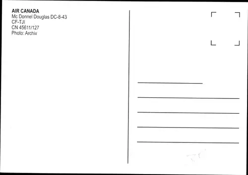 Ak Kanadisches Passagierflugzeug, Air Canada, McDonnell Douglas DC-8-43, CF-TJI