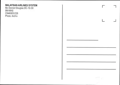 Ak Malaysisches Passagierflugzeug, Malaysian Airline System, McDonnell Douglas DC-10-30, 9M-MAS