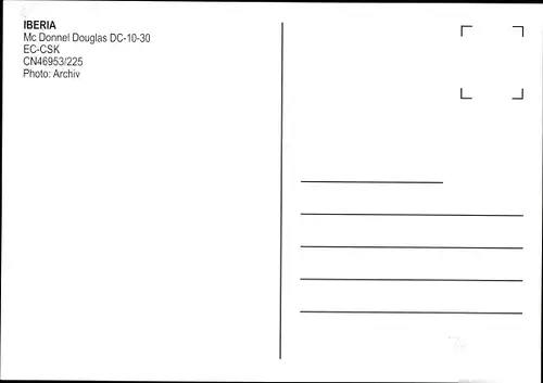 Ak Spanisches Passagierflugzeug Iberia, McDonnell Douglas DC-10-30, EC-CSK