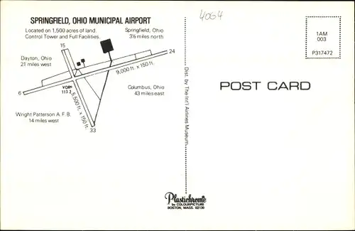 Ak Amerikanisches Passagierflugzeug, Wright Airlines, Flughafen Springfield, Ohio Municipal