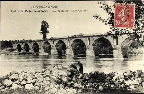 Ak Valence d'Agen Tarn et Garonne, Pont de Mondon sur la Garonne
