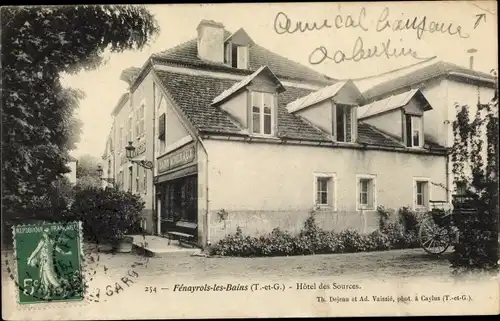 Ak Féneyrols Fenayrols les Bains Tarn et Garonne, Hotel des Sources