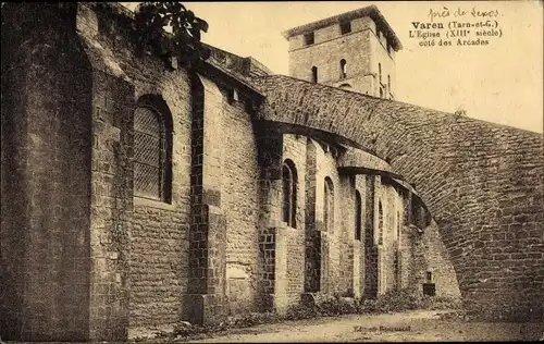 Ak Varen Tarn et Garonne, L'Eglise, Cote des Arcades