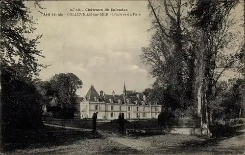 Ak Colleville sur Mer Calvados, Chateau, L'entree du Parc