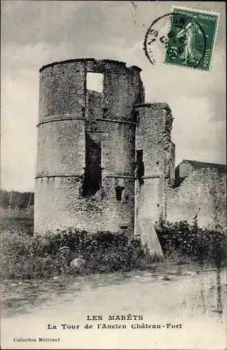 Ak Les Marets Seine et Marne, La Tour de l'Ancien Chateau, Fort