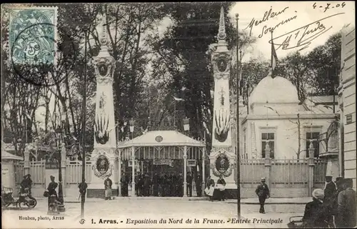 Ak Arras Pas de Calais, Exposition du Nord de la France, Entree Principale