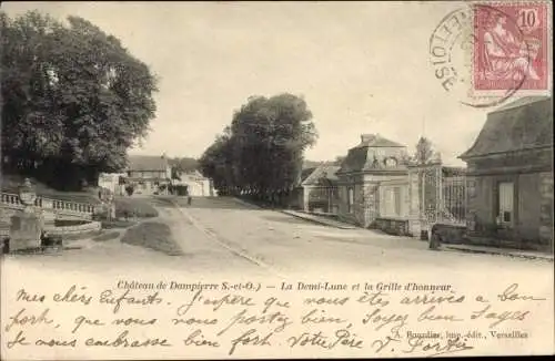 Ak Dampierre Yvelines, Le Chateau, La Demi Lune, La Grille d'honneur