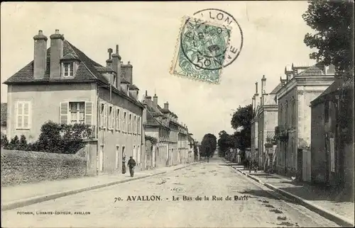 Ak Avallon Yonne, Le Bas de la Rue de Paris