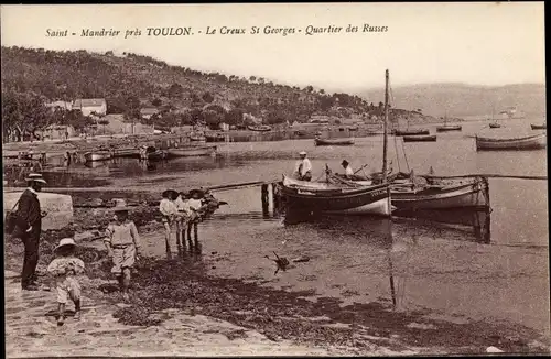 Ak Saint Mandrier sur Mer Var, Le Creux St. Georges, Quartier des Russes