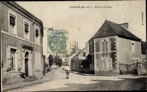 Ak Etriche Maine et Loire, Rue du Calvaire