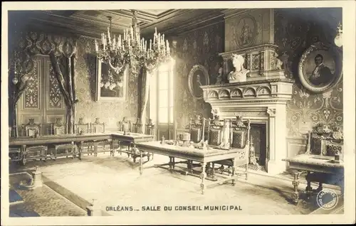 Ak Orléans Loiret, Salle du Conseil Municipal, Innenansicht