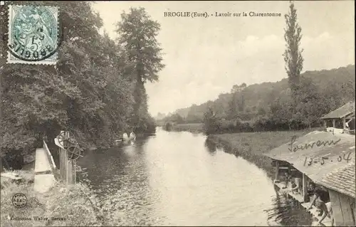 Ak Broglie Eure, Lavoir sur la Charentonne