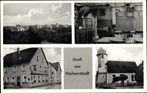 Ak Hohenstadt in Württemberg, Gasthaus und Metzgerei zur Sonne, Innenansicht, Kirche