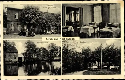 Ak Heidmühlen in Holstein, Gasthof, Innenansicht, Mühlenpartie