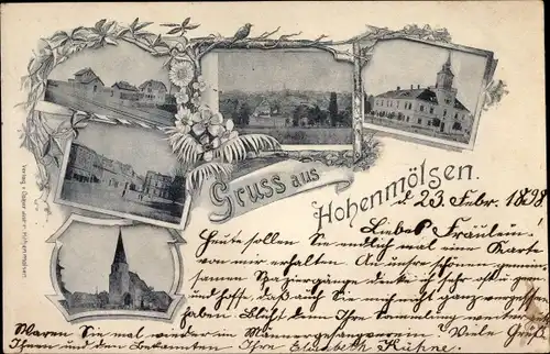 Ak Hohenmölsen im Burgenlandkreis, Bahnhof, Kirche, Straßenpartie, Gesamtansicht