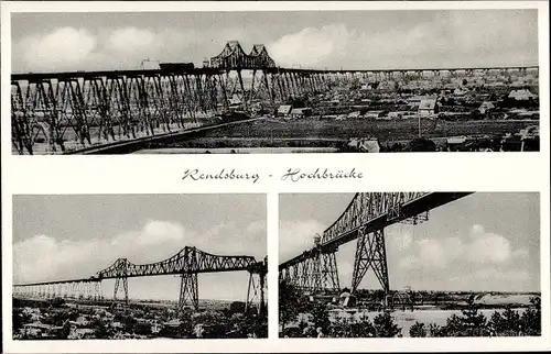 Ak Rendsburg in Schleswig Holstein, Hochbrücke, Schwebefähre