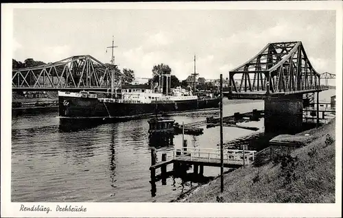 Ak Rendsburg in Schleswig Holstein, Drehbrücke