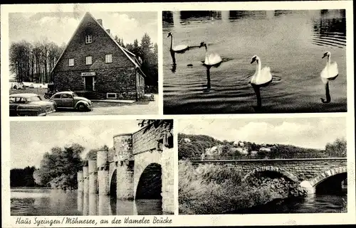 Ak Möhnesee in Westfalen, Haus Syringen, Wameler Brücke, Mutti Höcker