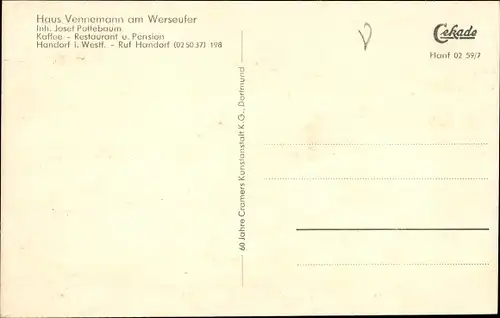 Ak Handorf Münster in Westfalen, Haus Vennemann am Werseufer