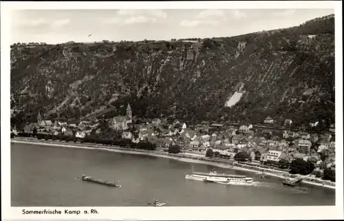 Ak Kamp Bornhofen im Rhein Lahn Kreis, Panorama, Kirche, Dampfer