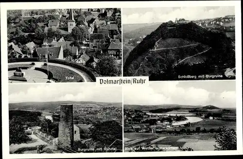 Ak Volmarstein Wetter an der Ruhr, Total, Schlossberg, Burgruine, Wetter- und Harkortsee