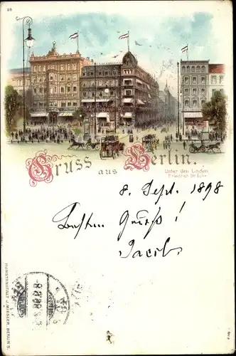 Litho Berlin Mitte, Unter den Linden Ecke Friedrichstraße