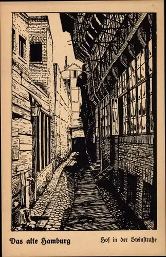Künstler Ak Hamburg, Hof in der Steinstraße