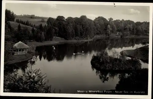 Ak Polczyn Zdrój Bad Polzin Pommern, Neuer See im Kurplatz