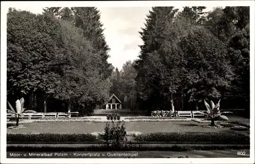 Ak Polczyn Zdrój Bad Polzin Pommern, Konzertplatz und Quellentempel