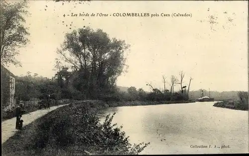 Ak Colombelles Calvados, Les bords de l'Orne