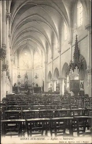Ak Rosny sur Seine Yvelines, Eglise, Interieur