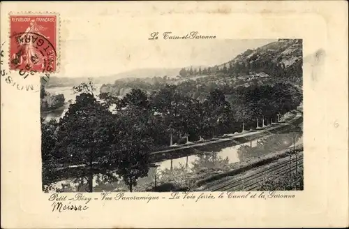 Ak Le Petit Bezy Tarn et Garonne, Vue Panoramique, Voie ferrée, Canal