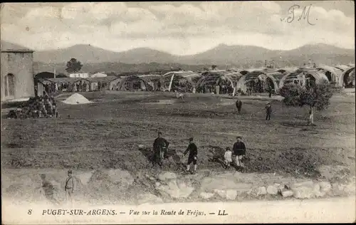 Ak Puget sur Argens Var, Vue sur la Route Frejus