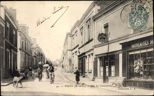 Ak Féneu Maine et Loire, Rue du Commerce, Hutladen