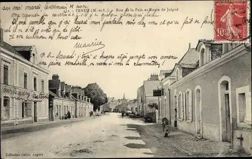 Ak Féneu Maine et Loire, Rue de la Paix et Route de Juigne