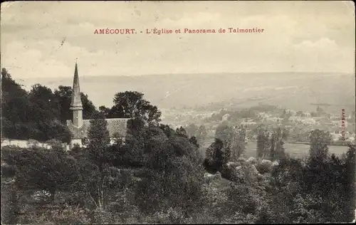 Ak Amécourt Eure, L'Eglise, Panorama de Talmontier