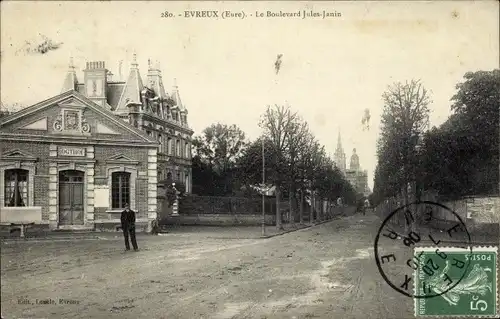 Ak Évreux Eure, Le Boulevard Jules Janin