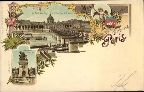 Litho Paris I, Les Pont de Arts, Institut de France, Monument, Wappen