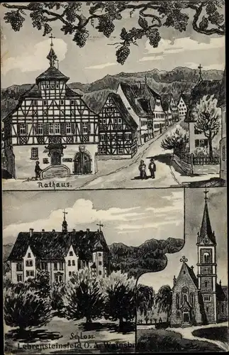 Ak Lehrensteinsfeld Baden Württemberg, Rathaus, Schloss, Kirche