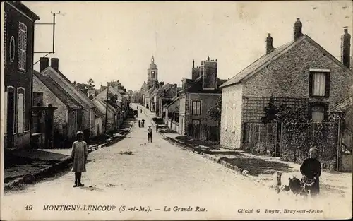 Ak Montigny Lencoup Seine-et-Marne, La Grande Rue