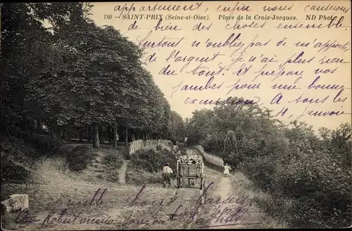 Ak Saint Prix Val d'Oise, Place de la Croix Jacques