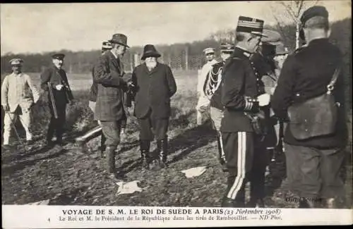 Ak Rambouillet Yvelines, Voyage de SM le Rois de Suede a Paris, President